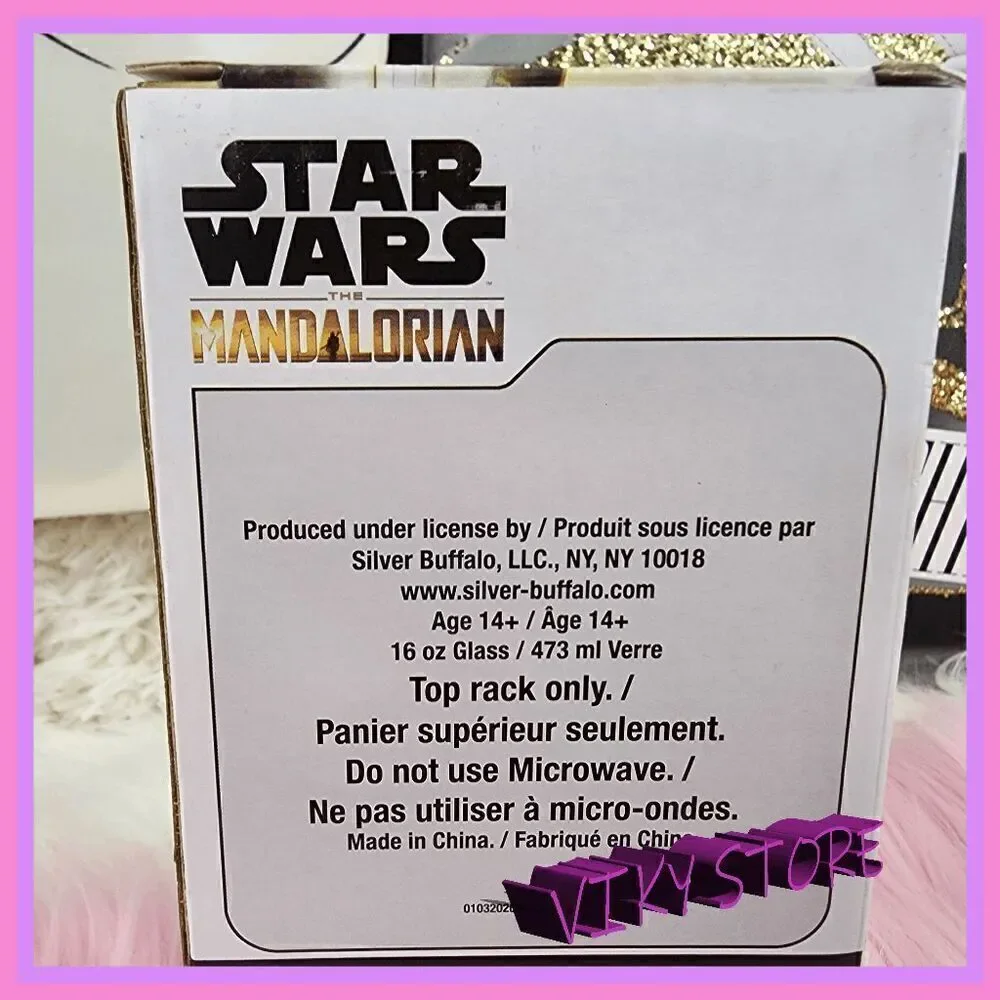 NWT 💖 Iconic Star Wars Mandalorian 16 oz Glass 💖 NWT